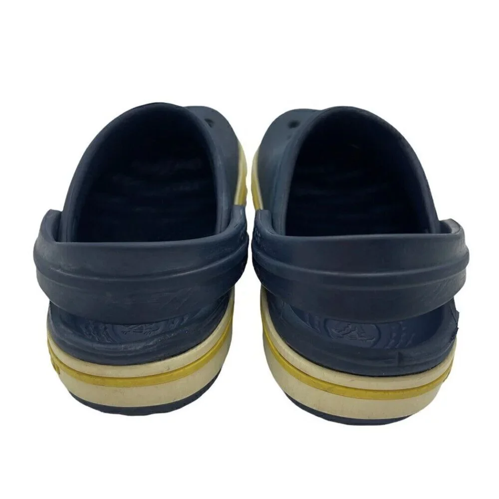 Crocs Navy White Yellow Stripe Crocband Clogs Sandals Toddler Unisex Size C 4-5